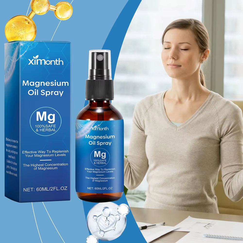 Natural Magnesium Oil Spray Essential Oil Magnesium Spray Relieve Muscle Body Pain Smoothes and Softens Skin for Restlessne F9H3