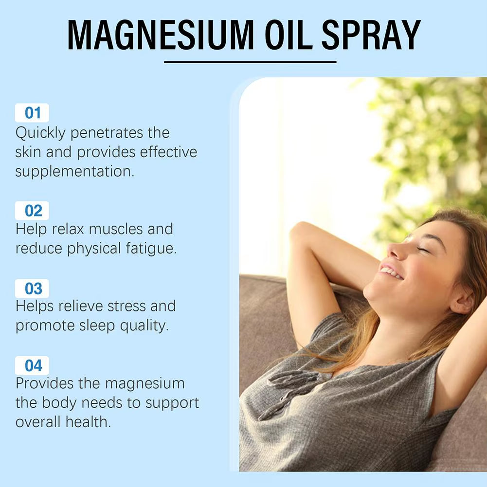 Natural Magnesium Oil Spray Essential Oil Magnesium Spray Relieve Muscle Body Pain Smoothes and Softens Skin for Restlessne F9H3